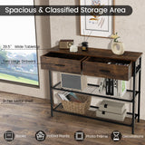 39.5 Inch Entryway Table with 2 Drawers and 2-Tier Shelves