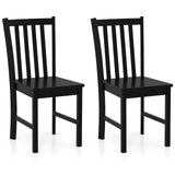 Rustic Dining Chairs Set of 2 Wooden Kitchen Chairs with Slat Tilt Backrest