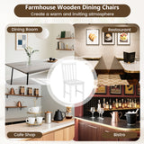 Rustic Dining Chairs Set of 2 Wooden Kitchen Chairs with Slat Tilt Backrest