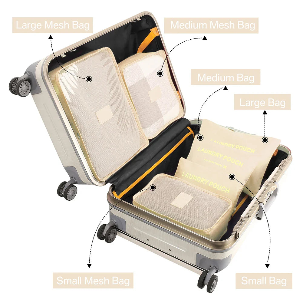 8/7/6 pieces Set Travel Organizer Storage Bags Suitcase Packing Set Storage Cases Portable Luggage Organizer Clothe Shoe Pouch