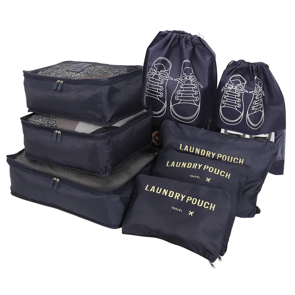 8/7/6 Pieces Set Travel Organizer Storage Bags Suitcase Packing Cubes Set Cases Portable Folding Luggage Clothes Shoe Tidy Pouch