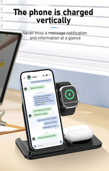 3 in 1 Wireless Charger Stand Pad For iPhone 15 14 13 12 X Max Foldable Fast Charging Station Dock For IWatch 8 7 SE AirPods Pro