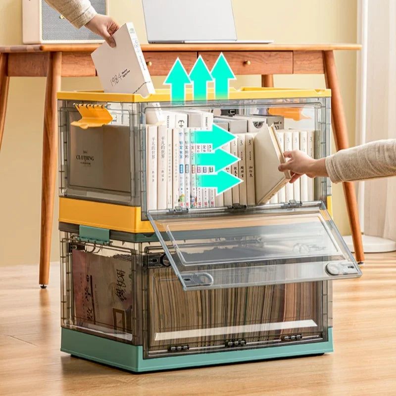 Foldable Storage Trunk Open Storage Box Transparent Storage Bin Home Wardrobe Clothes Organizer Large Capacity Sundries Box