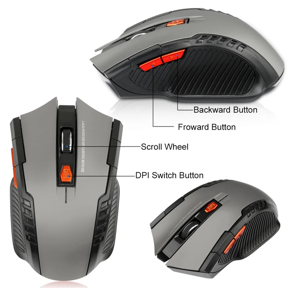 2.4G 6 Buttons Wireless Mouse 1600DPI Optical Mouse Gamer for Computer Wireless Mice with USB Receiver for PC Laptop Accessories