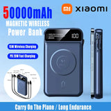Xiaomi 50000mAh Portable Wireless Charging Power Bank Magnetic Charging Built-in Wire Mobile Phone Battery For Iphone Samsung