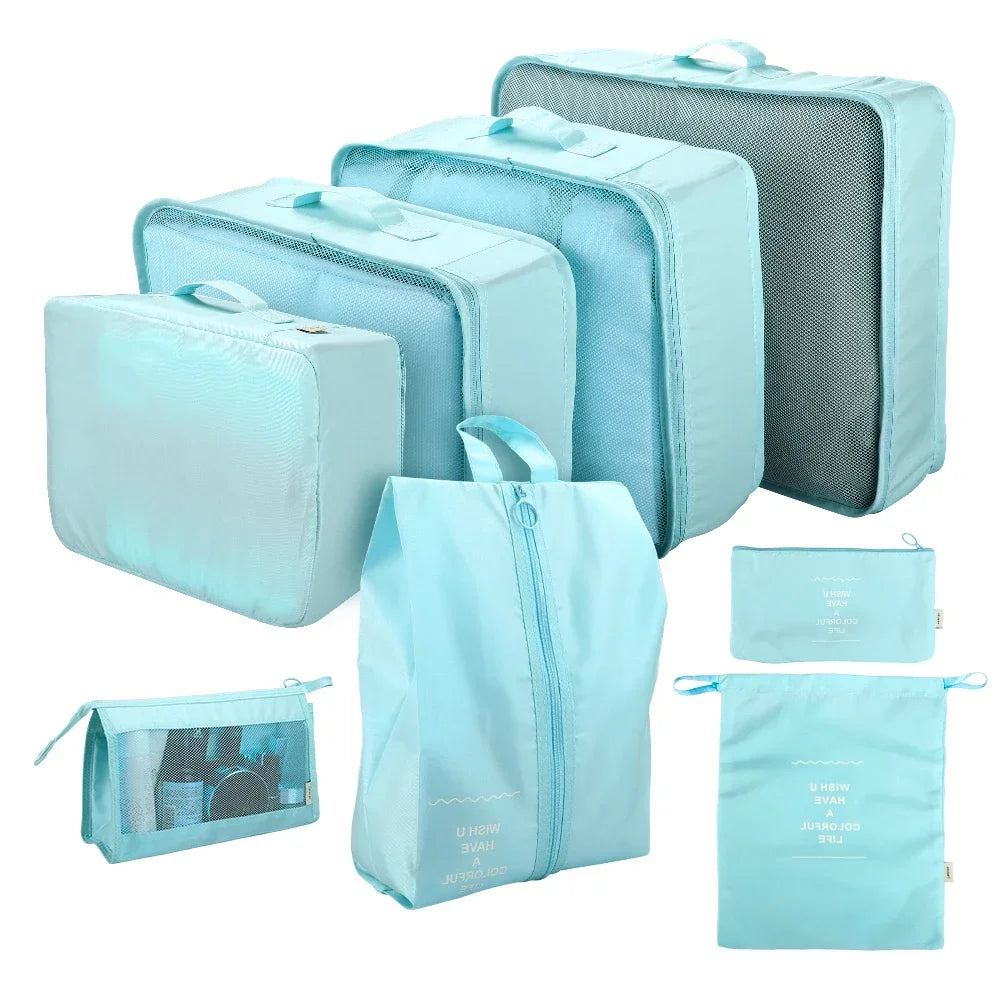 8/7/6 Pieces Set Travel Organizer Storage Bags Suitcase Packing Cubes Set Cases Portable Folding Luggage Clothes Shoe Tidy Pouch