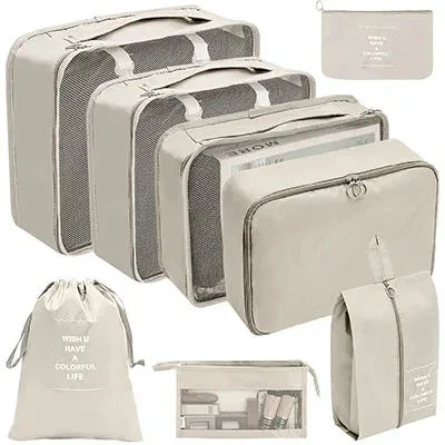 8/9/10/11 Pcs Set Travel Organizer Storage Bags Suitcase Packing Cubes Set Cases Portable Luggage Clothe Shoe Tidy Pouch Folding