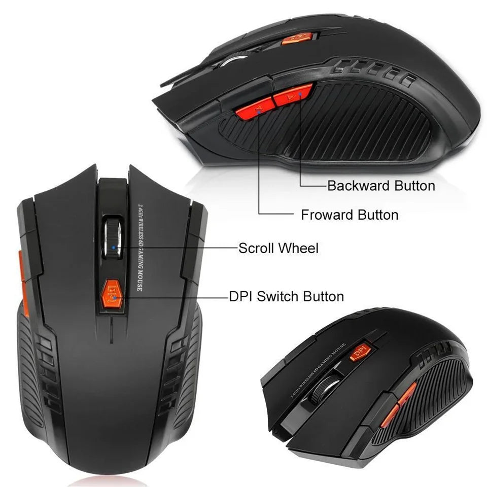 2.4G 6 Buttons Wireless Mouse 1600DPI Optical Mouse Gamer for Computer Wireless Mice with USB Receiver for PC Laptop Accessories