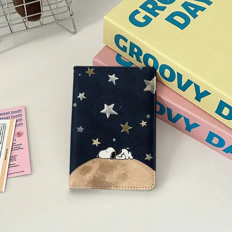 Cartoon Snoopy Passport Cover Traveling Abroad Passport Holder Women Men Travel Essentials Simple PU Leather Passport Wallet
