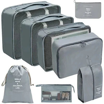8/9/10/11 Pcs Set Travel Organizer Storage Bags Suitcase Packing Cubes Set Cases Portable Luggage Clothe Shoe Tidy Pouch Folding