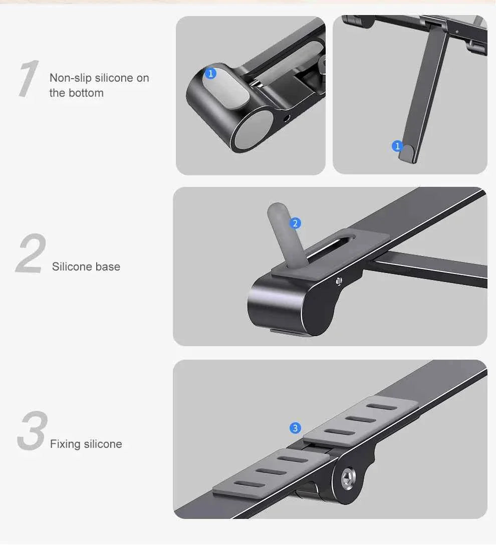 Oatsbasf Mini Laptop Holder Aluminum Adjustable Phone Stand For Macbook Pro Air iPad Notebook Tablet Holder 3 in1Portable Stand