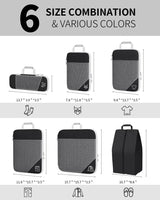3/6PCS Compressed Packing Cubes Travel Storage Set With Shoe Bag Mesh Visual Luggage Organizer Portable Lightweight Suitcase Bag