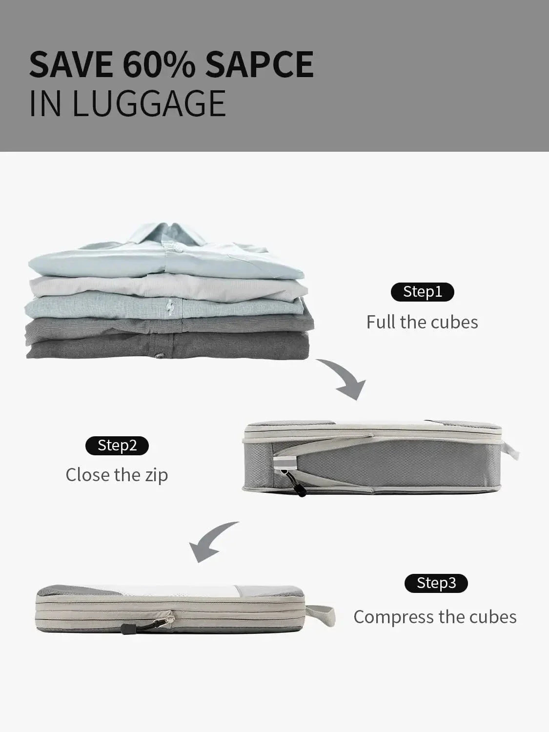 3/6PCS Compressed Packing Cubes Travel Storage Set With Shoe Bag Mesh Visual Luggage Organizer Portable Lightweight Suitcase Bag