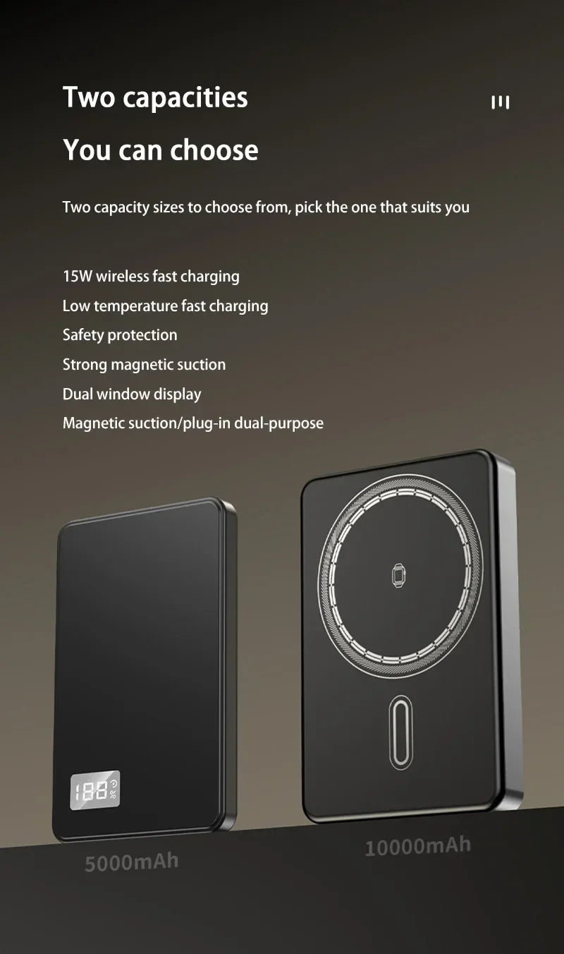 Oneplus Magsafe Power Bank Fast Charging Portable Ultra-thin Magnetic Wireless Digital Display Power Bank Usb Type C Lightning
