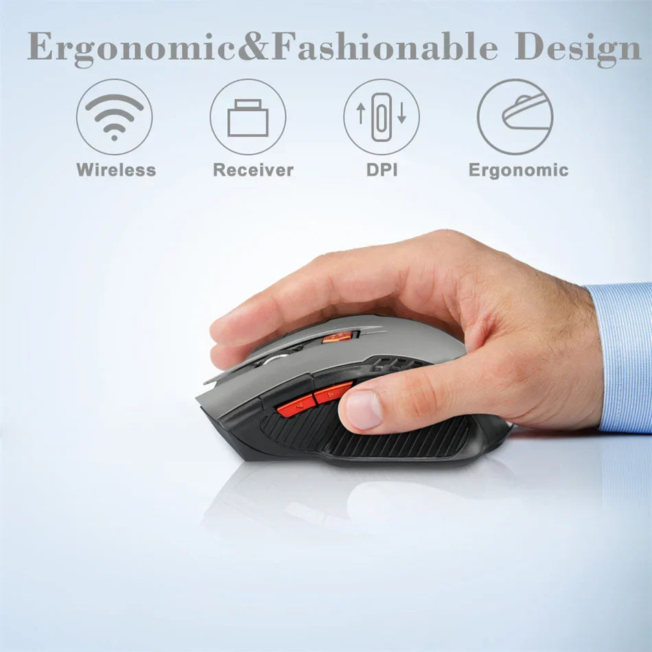 2.4G 6 Buttons Wireless Mouse 1600DPI Optical Mouse Gamer for Computer Wireless Mice with USB Receiver for PC Laptop Accessories