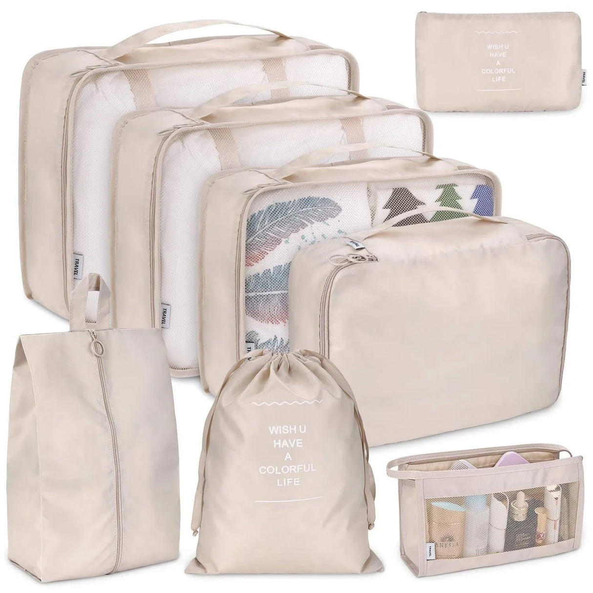 8/7/6 pieces Set Travel Organizer Storage Bags Suitcase Packing Set Storage Cases Portable Luggage Organizer Clothe Shoe Pouch