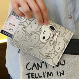 Cartoon Snoopy Passport Cover Traveling Abroad Passport Holder Women Men Travel Essentials Simple PU Leather Passport Wallet