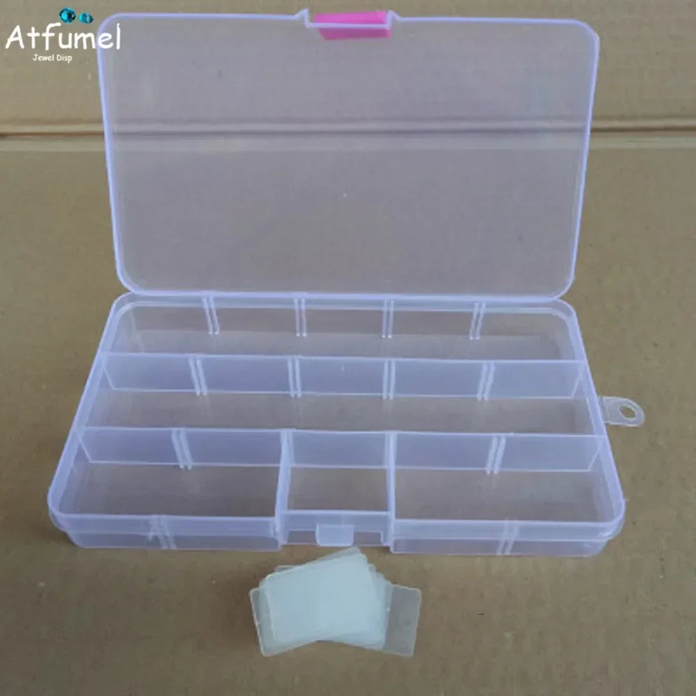 10/15 Compartment Beads Jewelery Storage Box Portable Craft Container Earrings Ring Display Case DIY Trinket Organizer Box