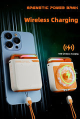 10000mAh Wireless Power Bank with Stand USB C Cable PD20W Fast Charging Magnetic External Spare Battery for IPhone Samsung Xiaom