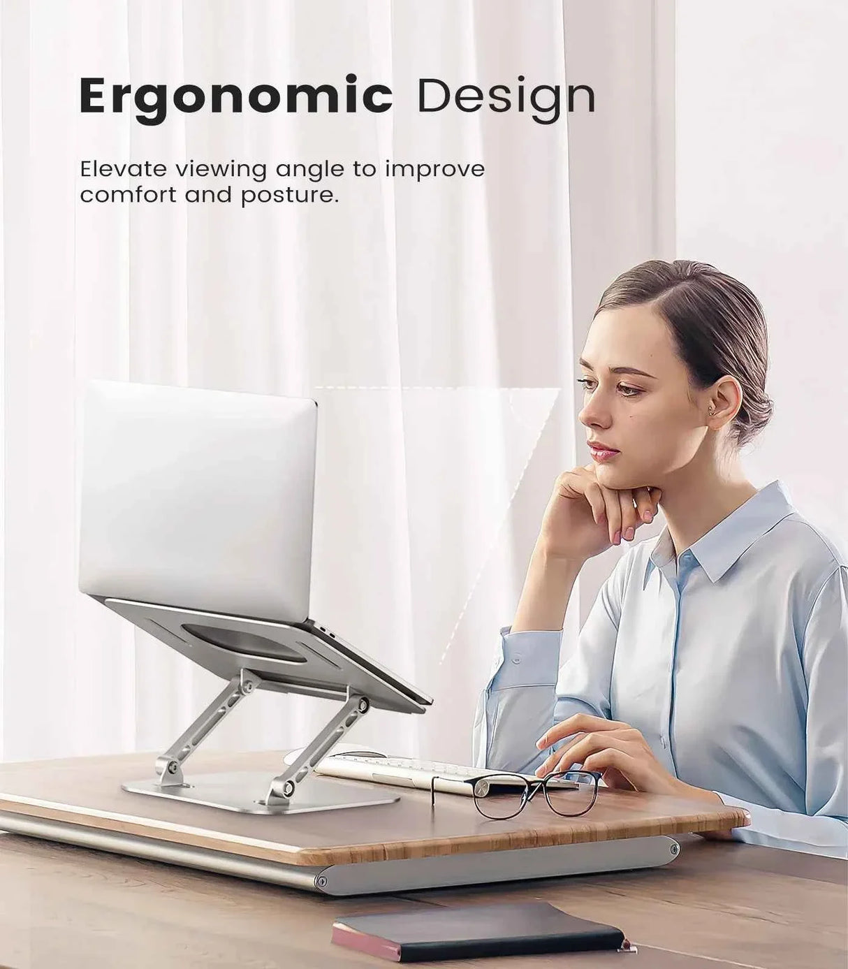 ST01 Portable 11–16-inch Adjustable Laptop Stand Computer Stand Sturdy Aluminum for Desk Foldable Laptop Holder Notebook Tablet