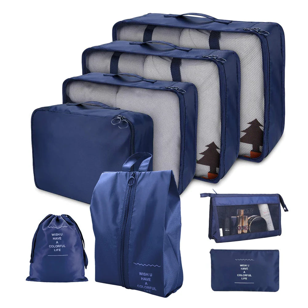 8/7/6 Pieces Set Travel Organizer Storage Bags Suitcase Packing Cubes Set Cases Portable Folding Luggage Clothes Shoe Tidy Pouch