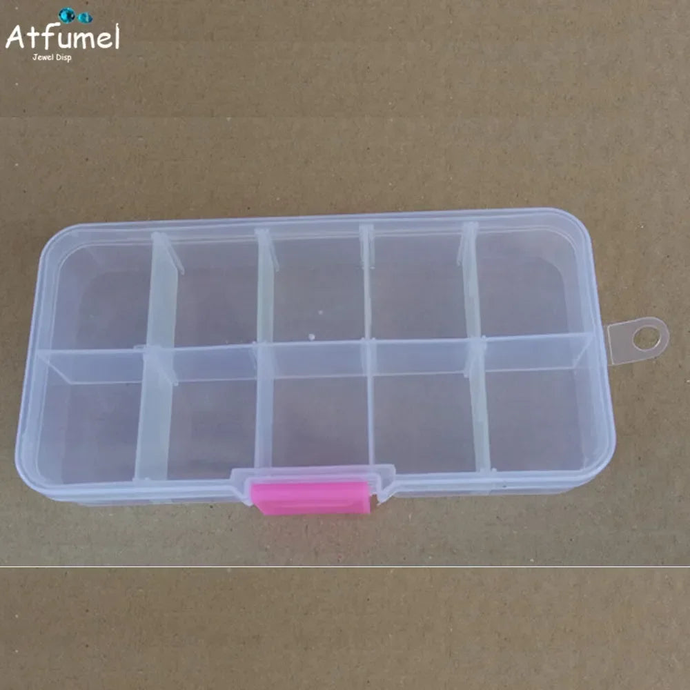10/15 Compartment Beads Jewelery Storage Box Portable Craft Container Earrings Ring Display Case DIY Trinket Organizer Box