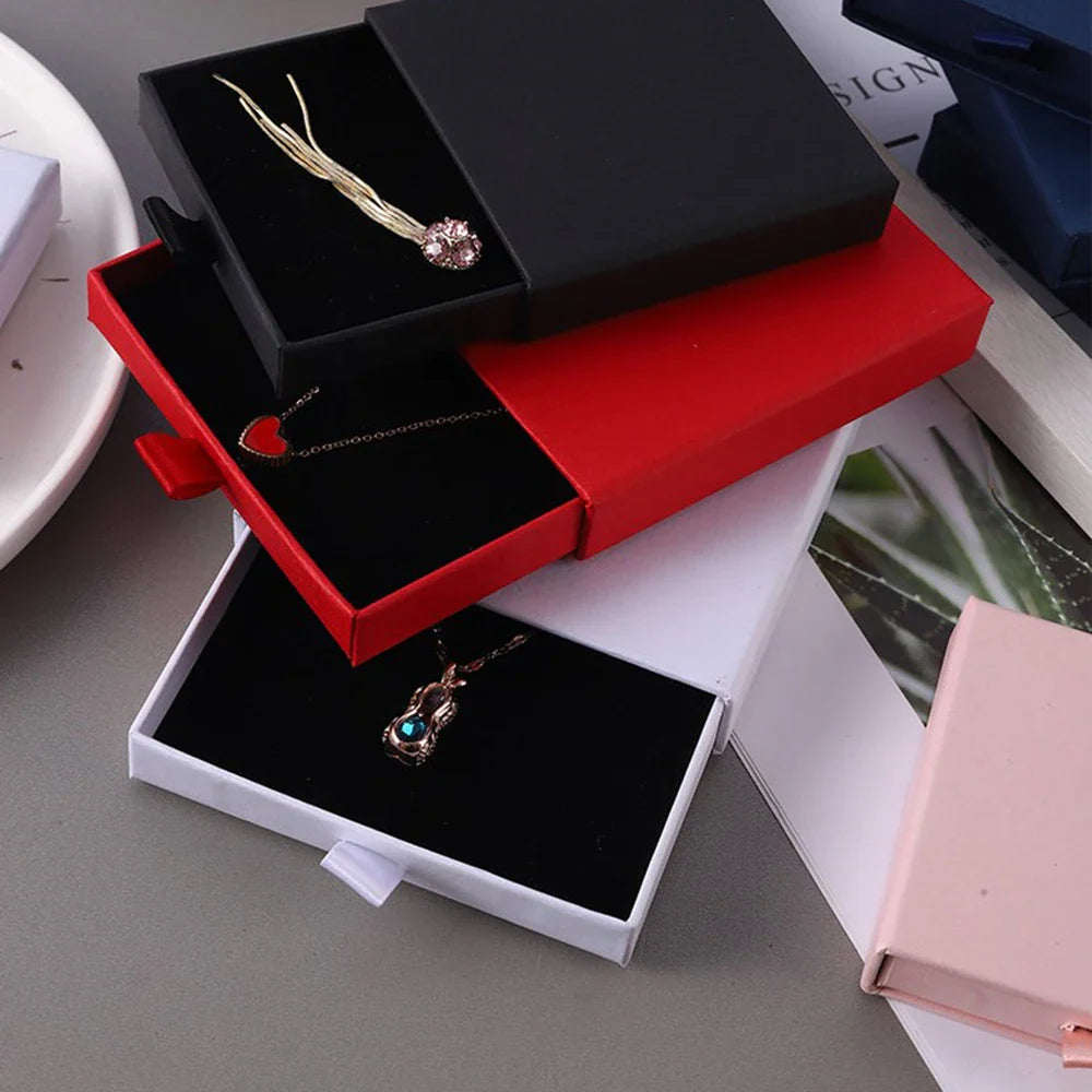 New Drawer Jewelry Box for Necklace Bracelet Earrings Ring Brooches Gift Organizer ExquisiteThicken Paper Storage Box Jeweler