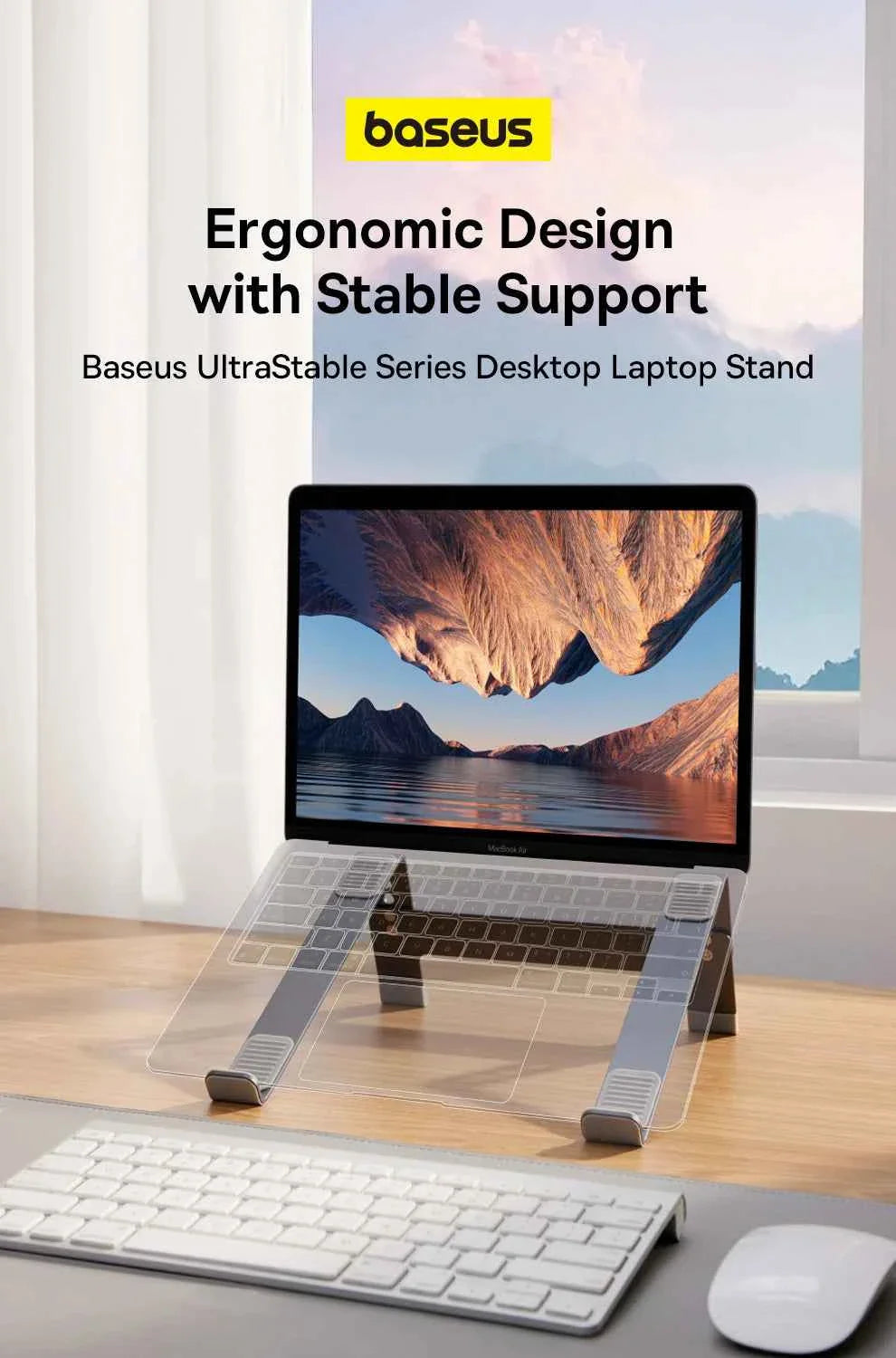 Baseus Laptop Stand Support for Notebook Aluminum Alloy 4 Gears Adjustable Vertical Stand For Macbook Air Pro 17'' Laptop Stand
