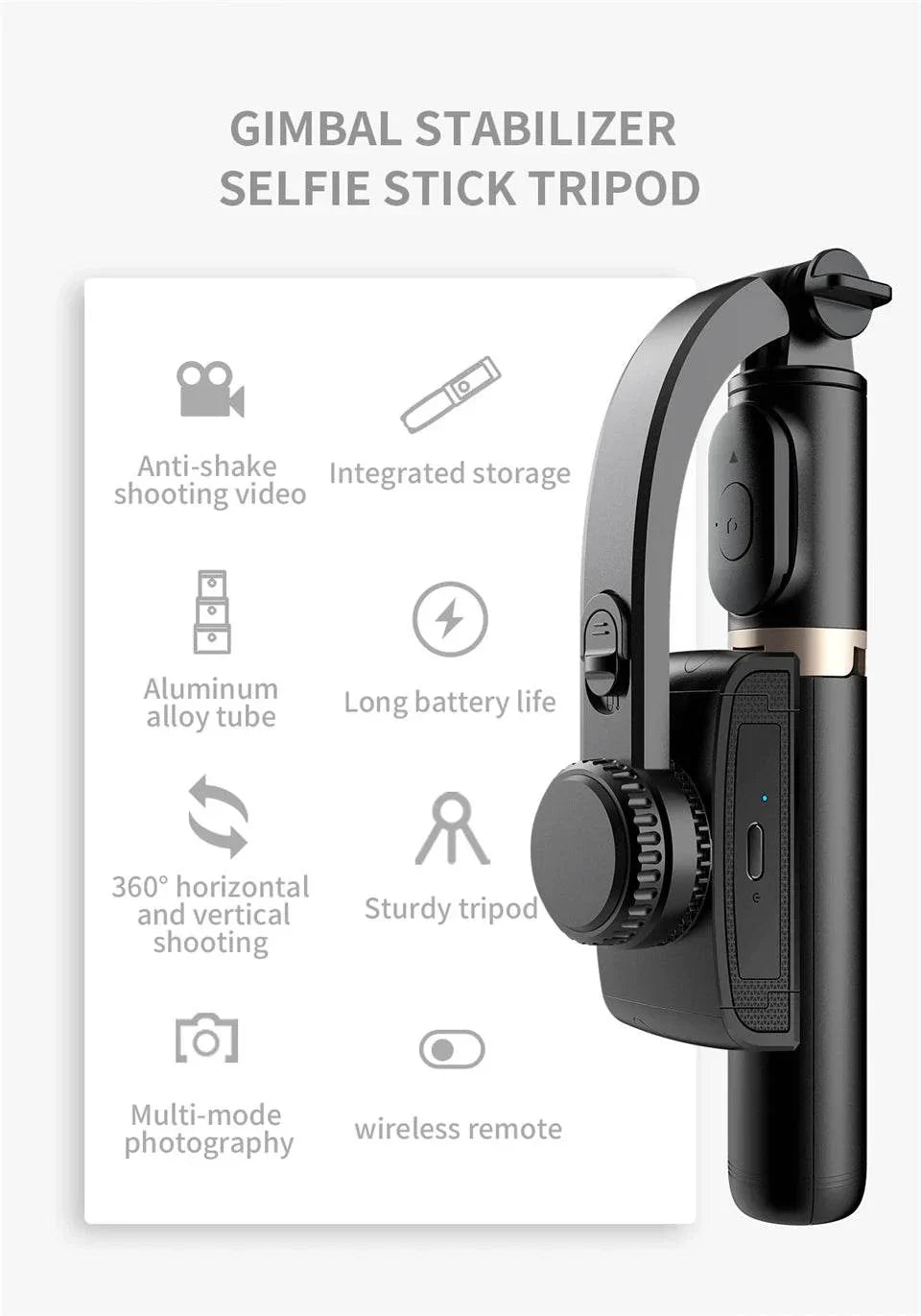 FGCLSY 2024 Gimbal Stabilizer Selfie Stick Tripod Monopod