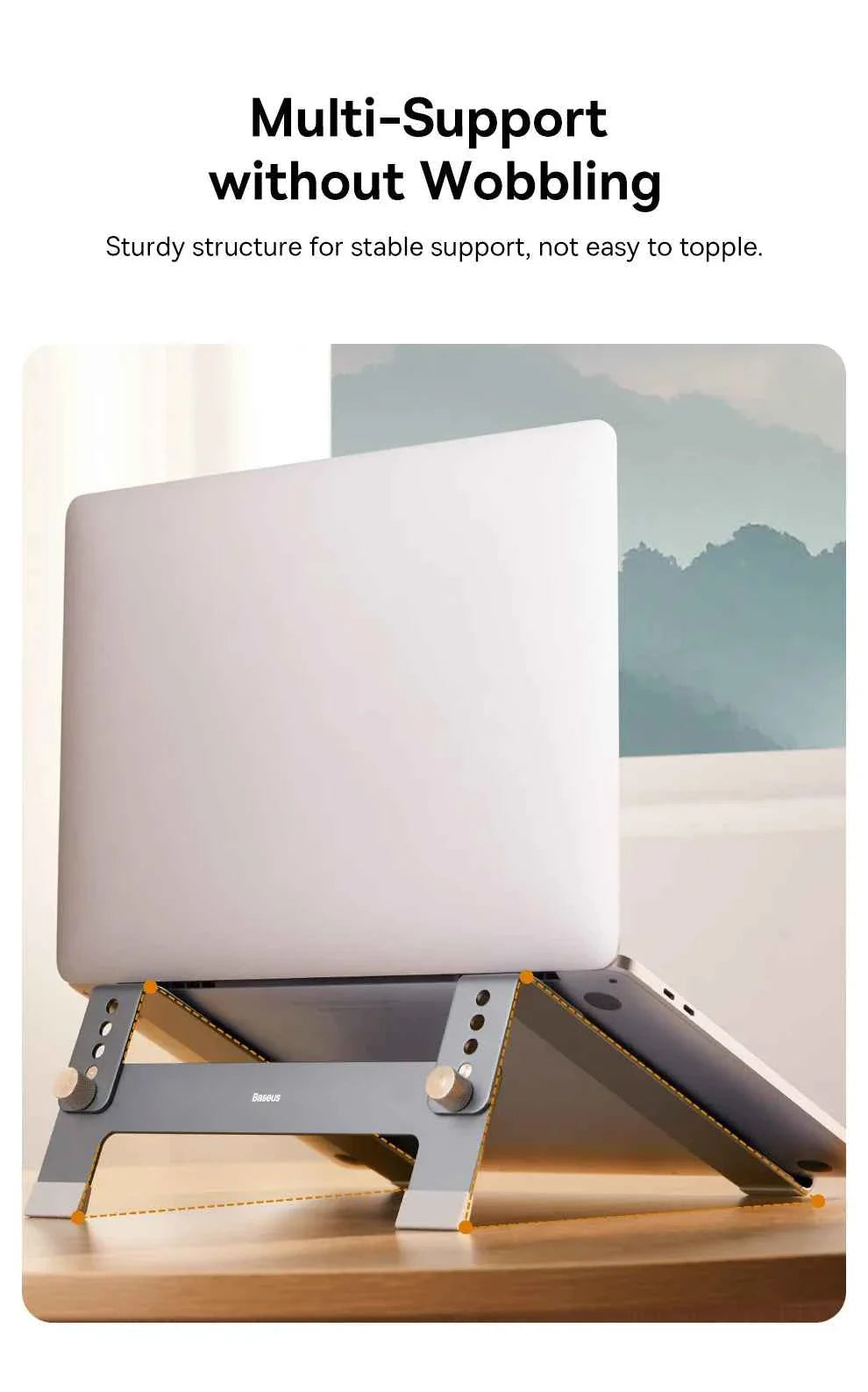 Baseus Laptop Stand Support for Notebook Aluminum Alloy 4 Gears Adjustable Vertical Stand For Macbook Air Pro 17'' Laptop Stand