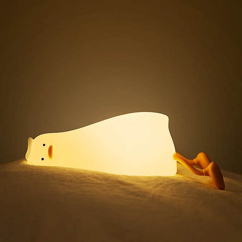 Silicone Lying Flat Duck Night Light Cute Kids Room Lamp