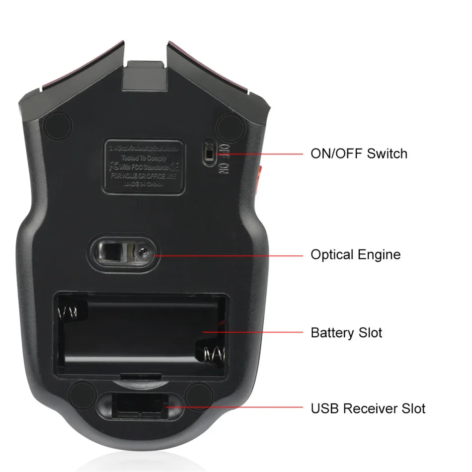 2.4G 6 Buttons Wireless Mouse 1600DPI Optical Mouse Gamer for Computer Wireless Mice with USB Receiver for PC Laptop Accessories
