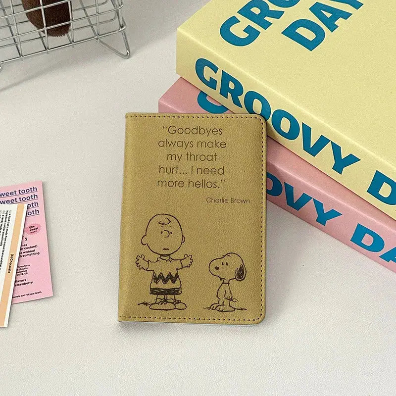 Cartoon Snoopy Passport Cover Traveling Abroad Passport Holder Women Men Travel Essentials Simple PU Leather Passport Wallet