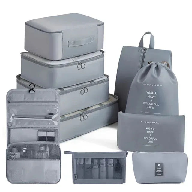 8/9/10/11 Pcs Set Travel Organizer Storage Bags Suitcase Packing Cubes Set Cases Portable Luggage Clothe Shoe Tidy Pouch Folding