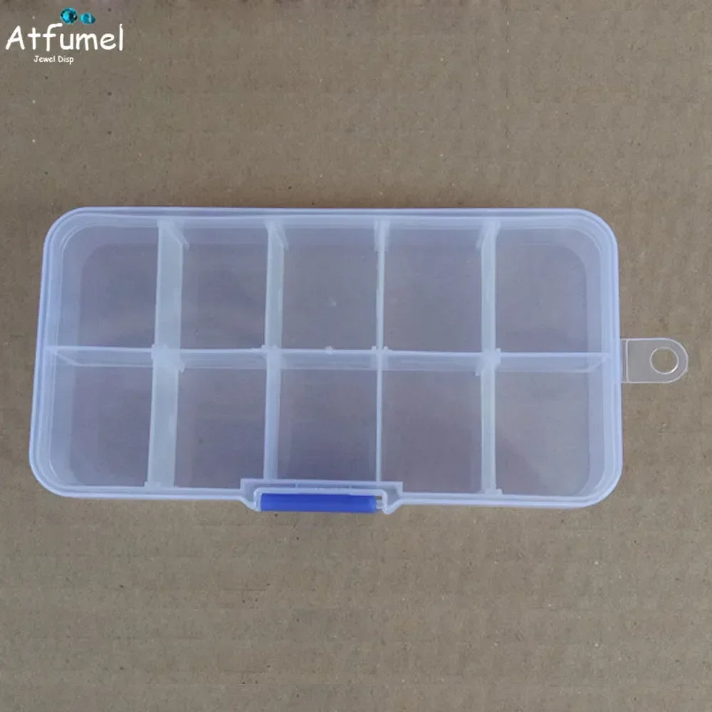 10/15 Compartment Beads Jewelery Storage Box Portable Craft Container Earrings Ring Display Case DIY Trinket Organizer Box