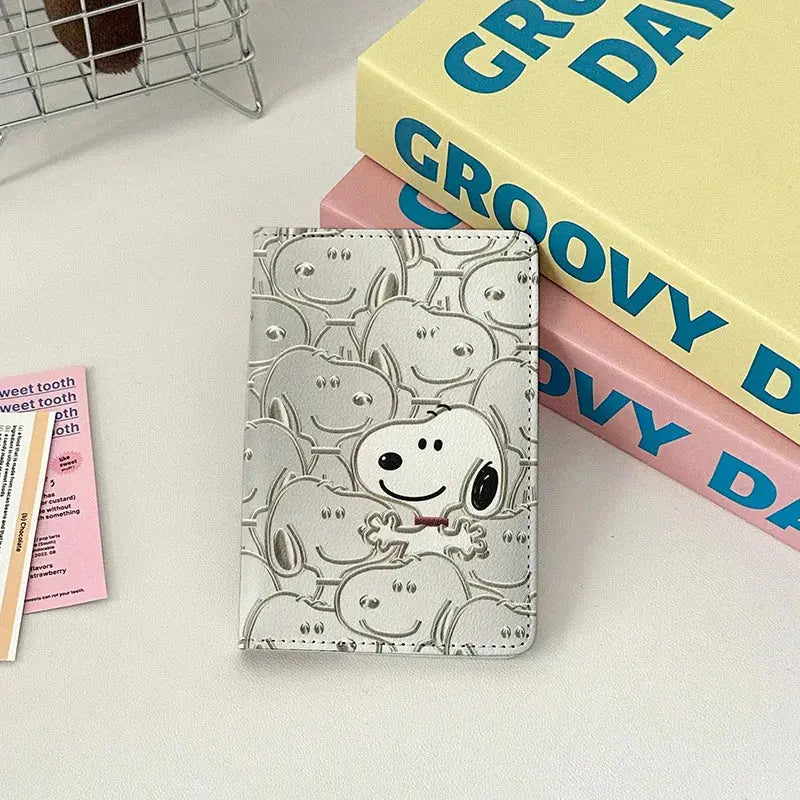 Cartoon Snoopy Passport Cover Traveling Abroad Passport Holder Women Men Travel Essentials Simple PU Leather Passport Wallet