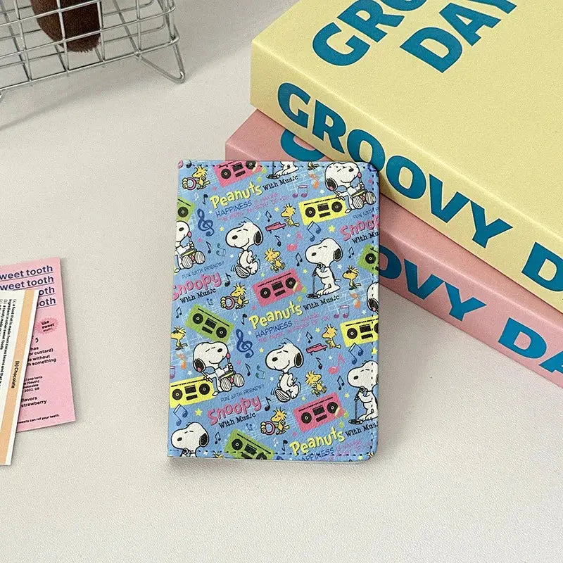 Cartoon Snoopy Passport Cover Traveling Abroad Passport Holder Women Men Travel Essentials Simple PU Leather Passport Wallet