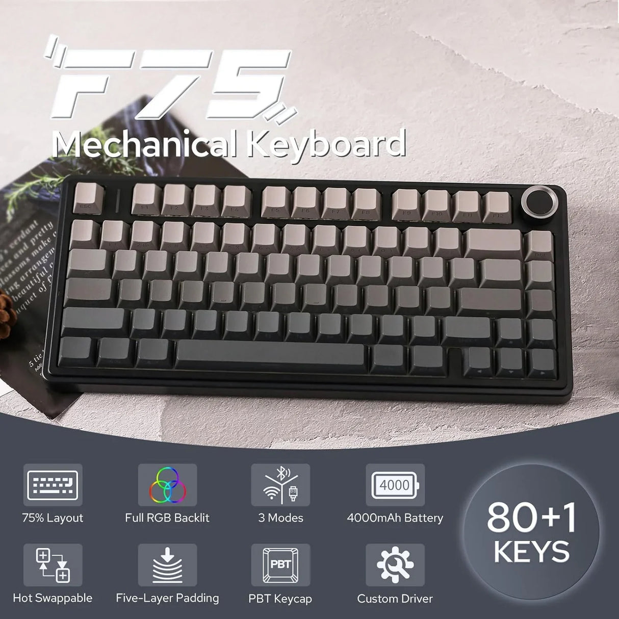 F75 Pro Gasket Mounted Wireless Gaming Mechanical Keyboard