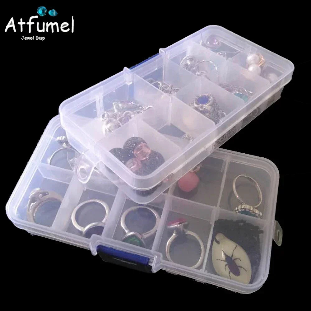 10/15 Compartment Beads Jewelery Storage Box Portable Craft Container Earrings Ring Display Case DIY Trinket Organizer Box
