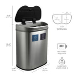 Dual Stainless Steel 18-Gallon Trash Can Recycle Bin with Motion Sensor Lid