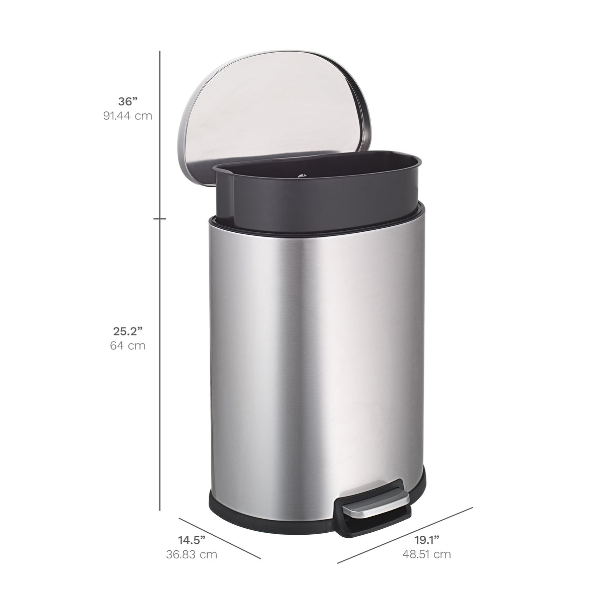 Step-On Trash Can 13.2 Gallon, D Shaped | SOT-50-3