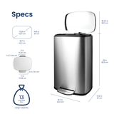 Rectangular Step Trash Can 13.2 Gallon | SOT-50-8