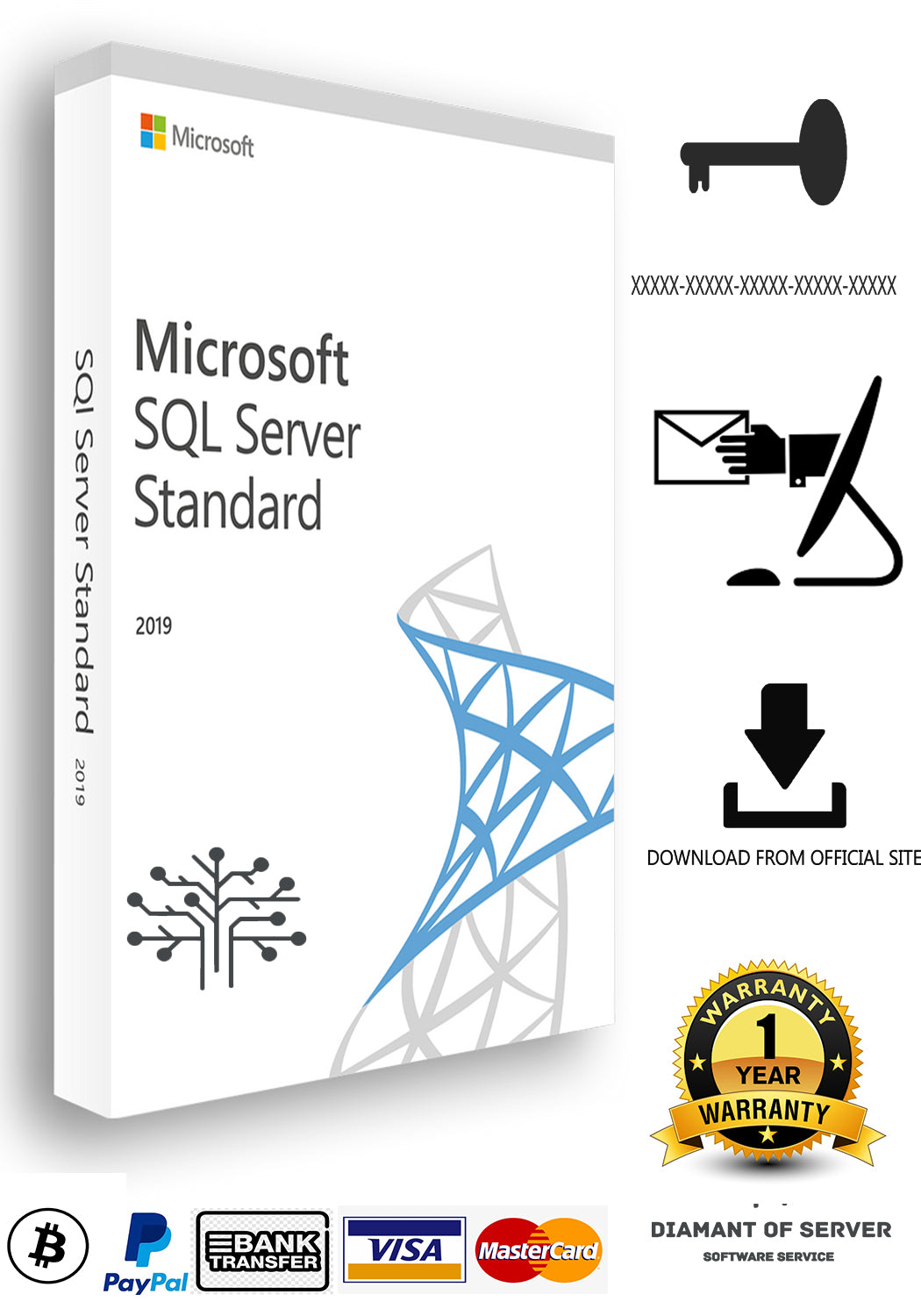 SQL Server 2019 Standard Genuine Key Permanente 04 Core