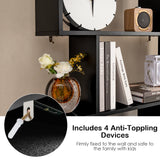 6-Tier S-Shaped Freestanding Bookshelf with Cabinet and Doors