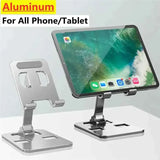 Universal Aluminum Alloy Foldable Desk Phone Holder Mount Stand For iPhone 15 14 Mobile Phone Holder Tablet Desktop Metal Holder