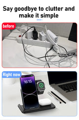 3 in 1 Wireless Charger Stand Pad For iPhone 15 14 13 12 X Max Foldable Fast Charging Station Dock For IWatch 8 7 SE AirPods Pro