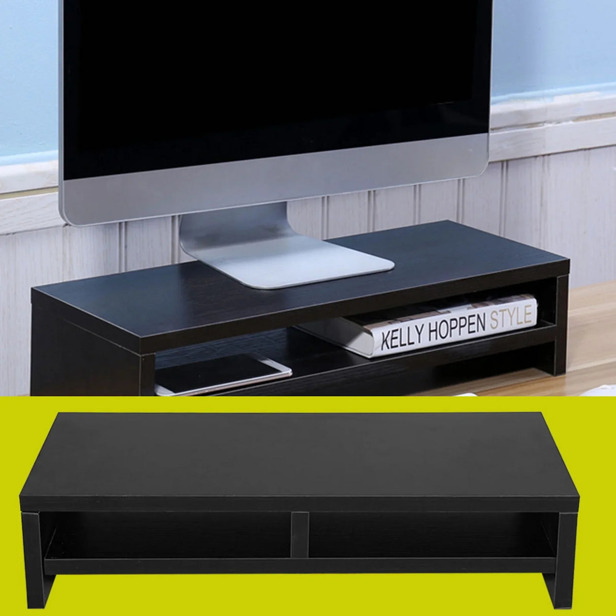 screen  Desktop Monitor Stand LCD TV Laptop Rack Computer Screen Riser Shelf  Office Desk Black Monitor shelf