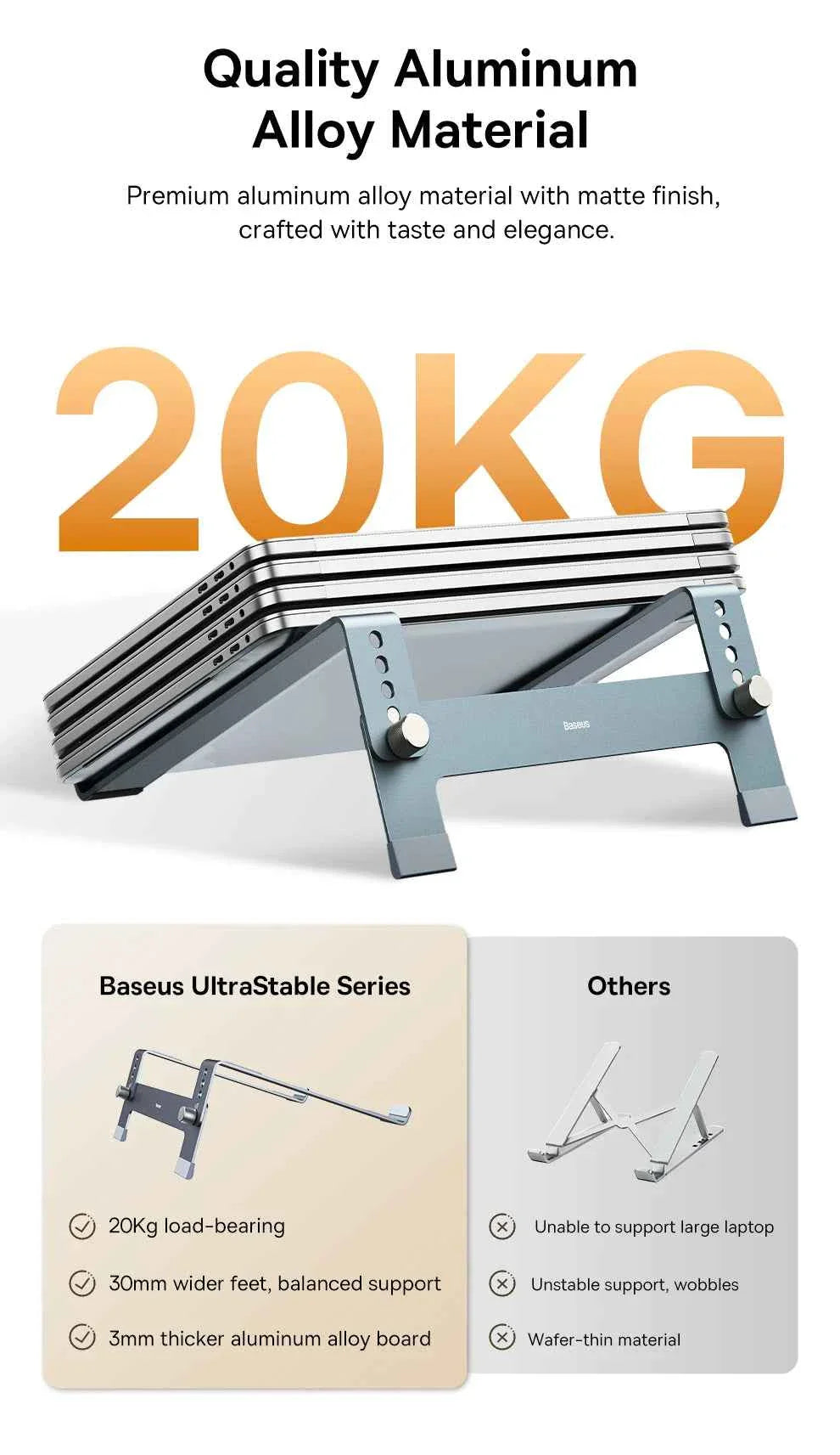 Baseus Laptop Stand Support for Notebook Aluminum Alloy 4 Gears Adjustable Vertical Stand For Macbook Air Pro 17'' Laptop Stand