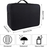 Large capacity travel makeup case, portable artist organizer with adjustable dividers and shoulder strap for toiletries jewelry