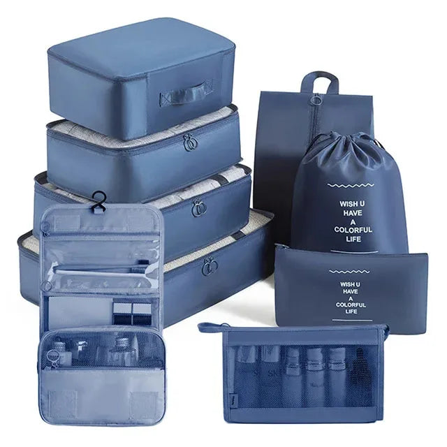8/9/10/11 Pcs Set Travel Organizer Storage Bags Suitcase Packing Cubes Set Cases Portable Luggage Clothe Shoe Tidy Pouch Folding